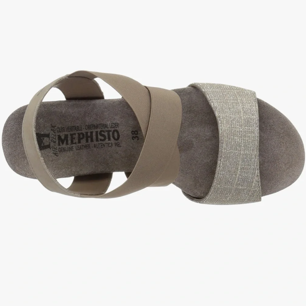 Mephisto Barbara Wedge Sandal in Argentina ( taupe and silver) SZ 40 US 10